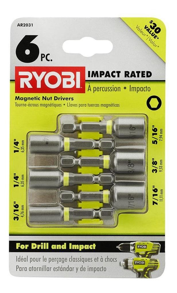 Foto 2 pulgar | Kit De Llaves Para Tuercas Magnéticas De 6 Piezas Ryobi