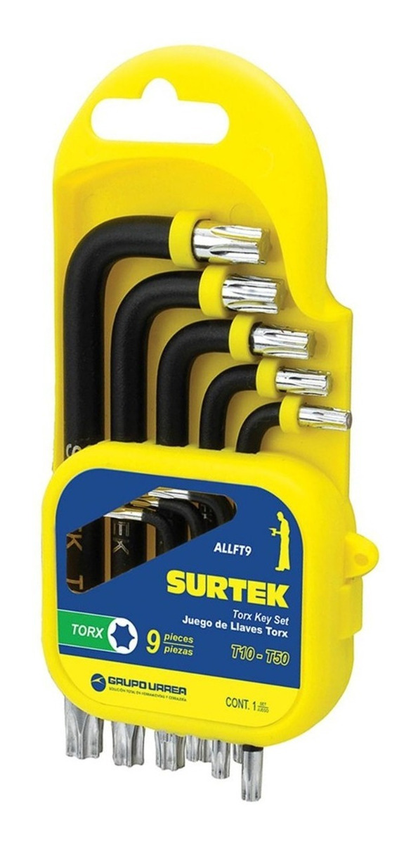 Foto 2 | 9 Llaves Torx T10 T15 T20 T25 T27 T30 T40 T45 T50 Surtek