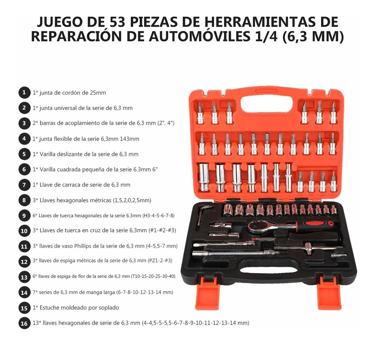 Foto 3 pulgar | Juego De Herramientas Mecánicas Autocle Dados Acerokit 53pcs