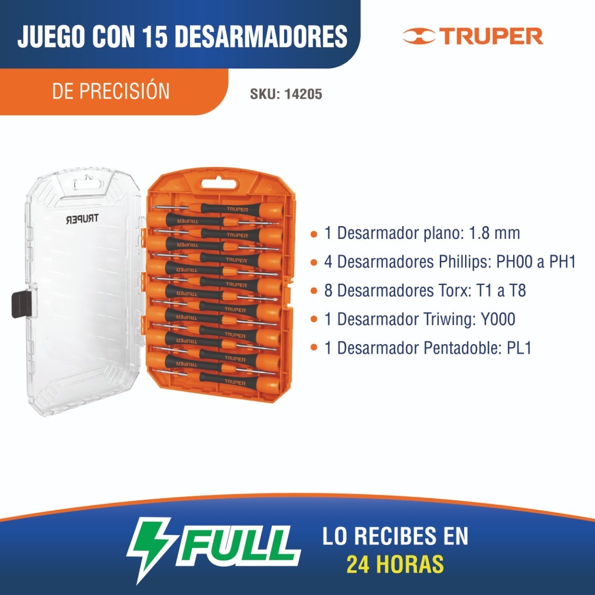 Foto 2 | Juego Desarmador Joyero 15 Pz Truper 14205