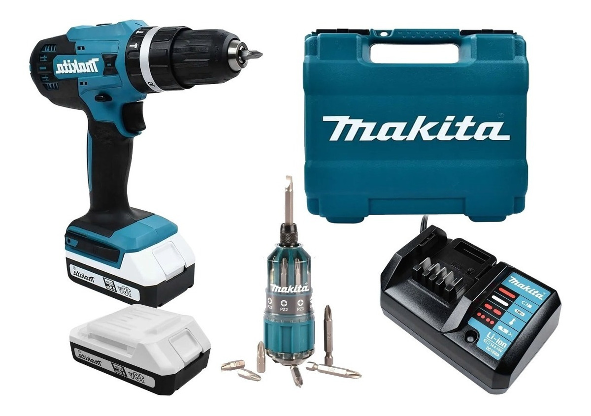 Rotomartillo Atornillador Makita 18v 2 Baterias+juego Puntas