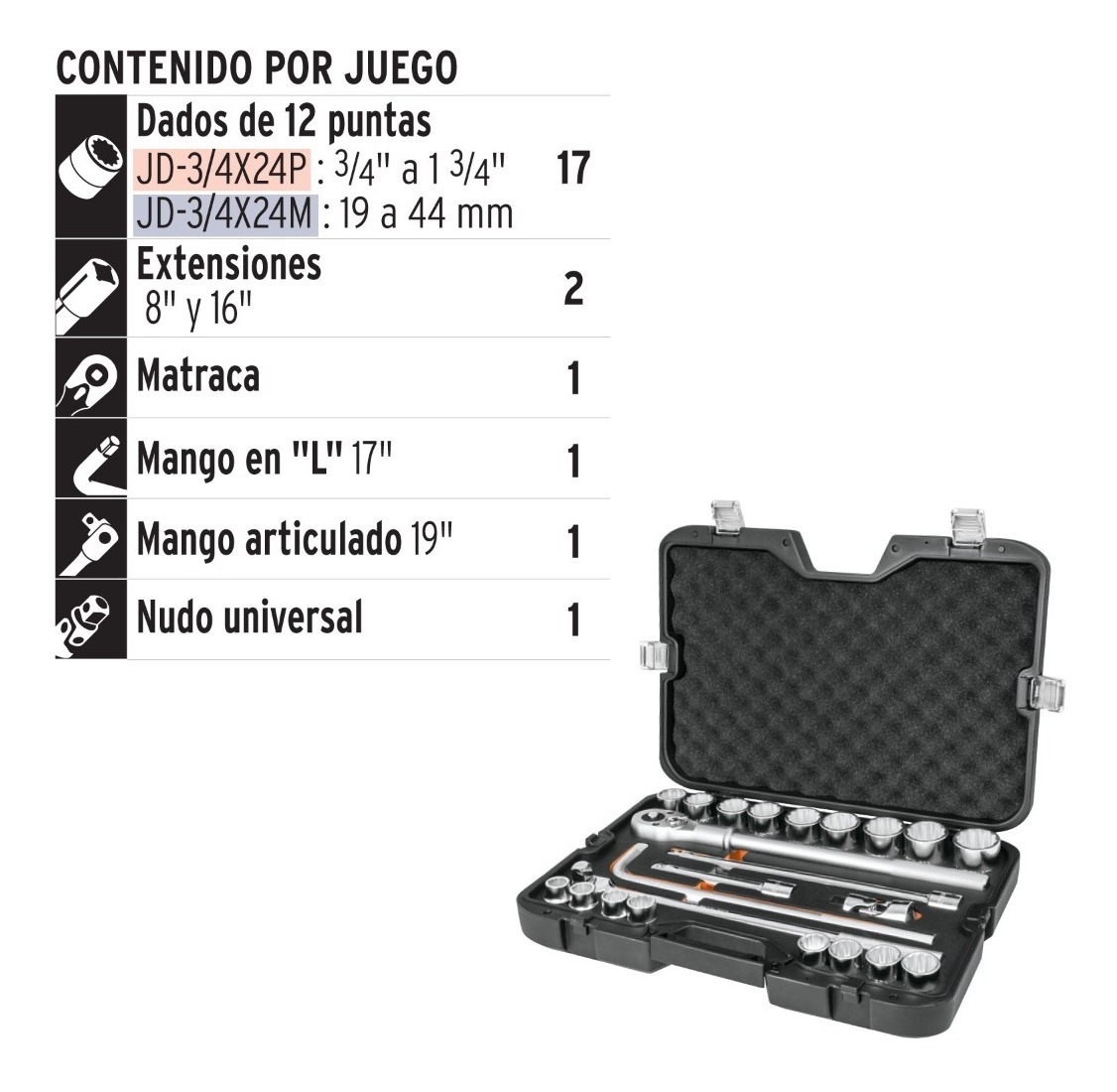 Foto 2 | Juego De Autoclé 24 Pz 3/4 Pulg Truper 13970 Envio Gratis