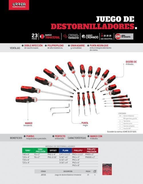 Foto 3 pulgar | Juego De Destornilladores Trimaterial 25pz Urrea Jdt25