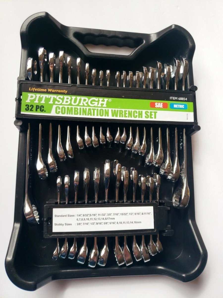 32 Pc Set De Llaves Combinadas Sae Y Milimétricas Pittsburgh