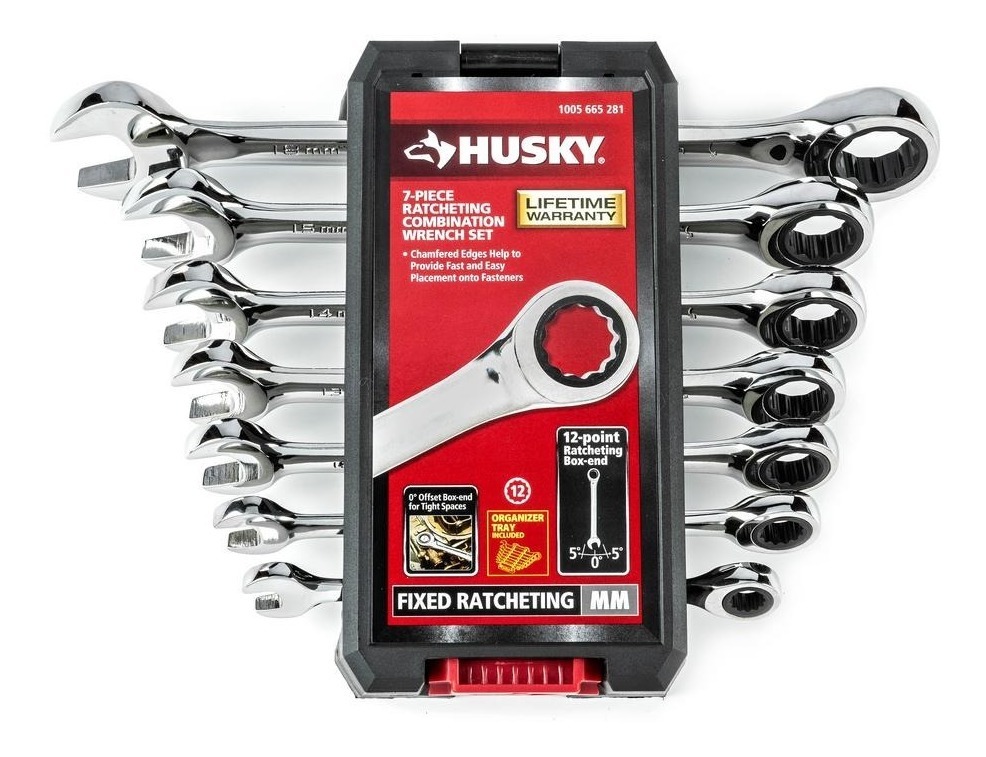 Juego De Llaves Combinadas De Trinquete Husky 7 Piezas