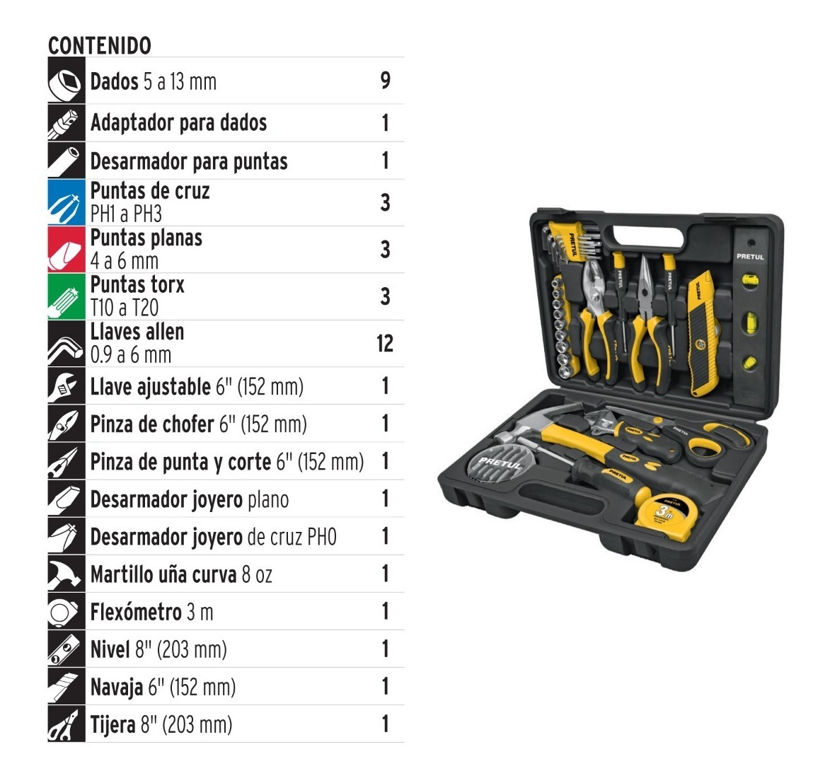 Foto 2 | Juego De Herramientas Comfort Grip 42 Piezas Set-42 Pretul