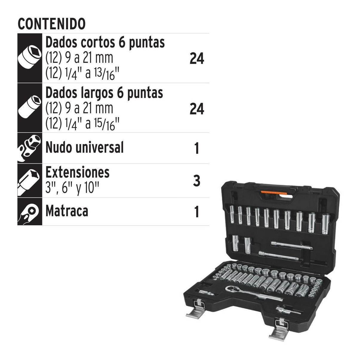 Foto 3 pulgar | Juego Autocle 3/8'' Mixto 53 Pz Truper 15689