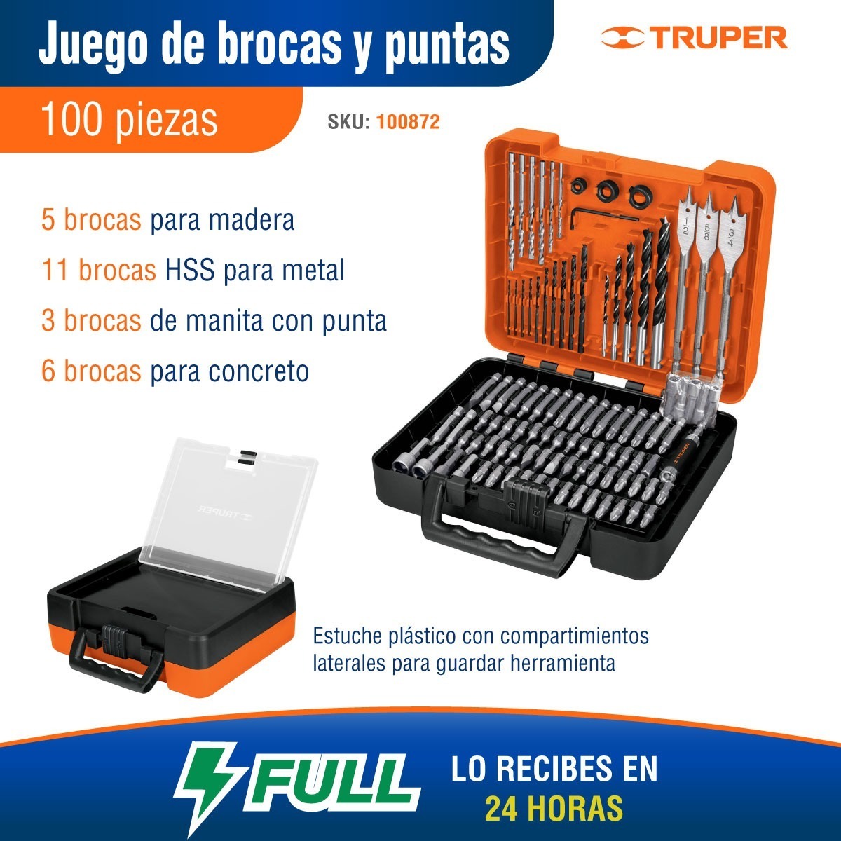 Foto 3 pulgar | Juego De Brocas Y Puntas, 100 Piezas Truper 100872