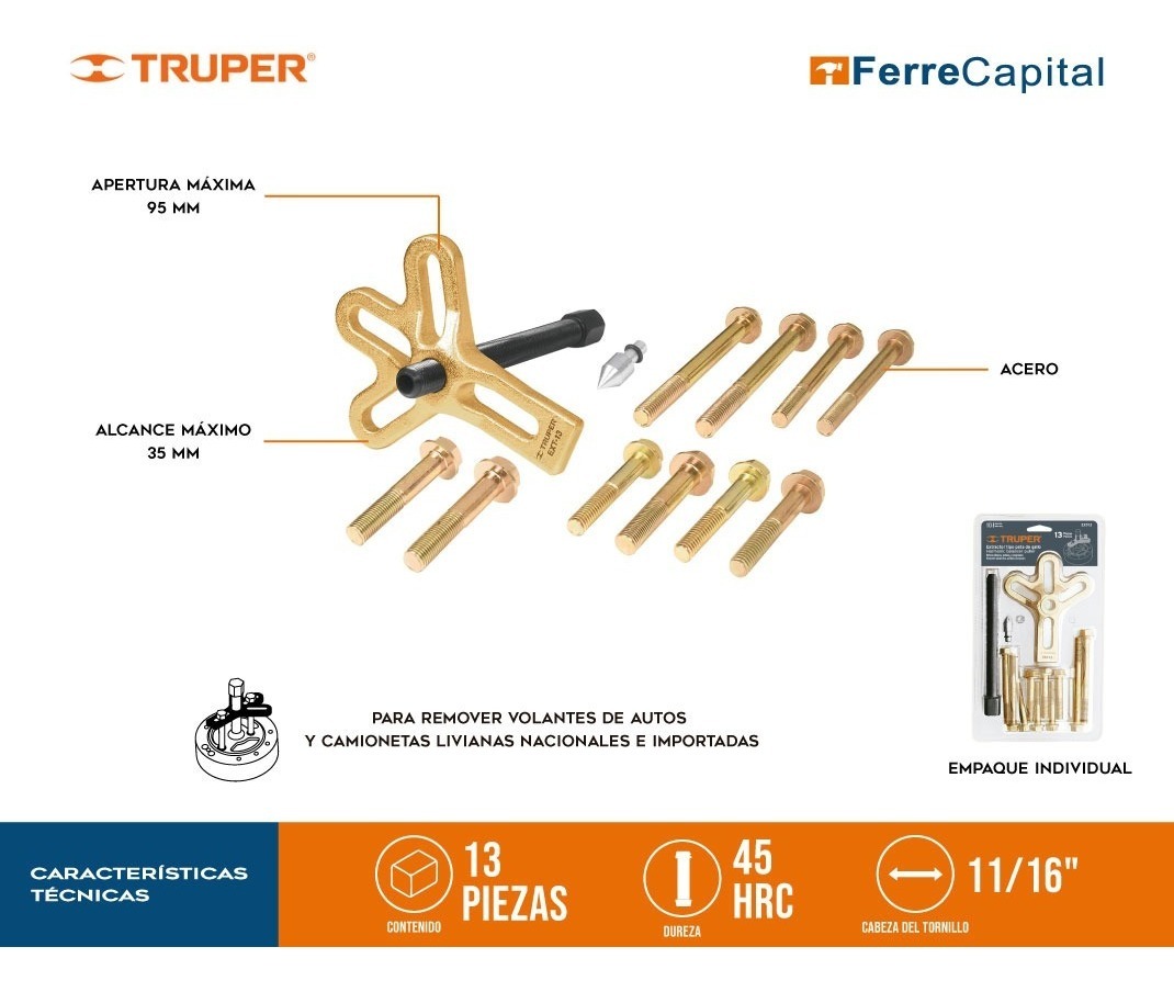 Foto 3 pulgar | Juego Extractor Tipo Pata Gallo Con 13 Piezas Truper 14510