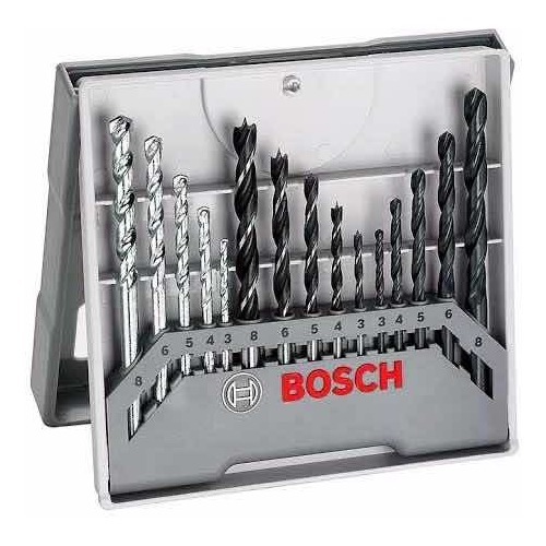 Juego 15 Brocas  Para Madera Metal Concreto Bosch