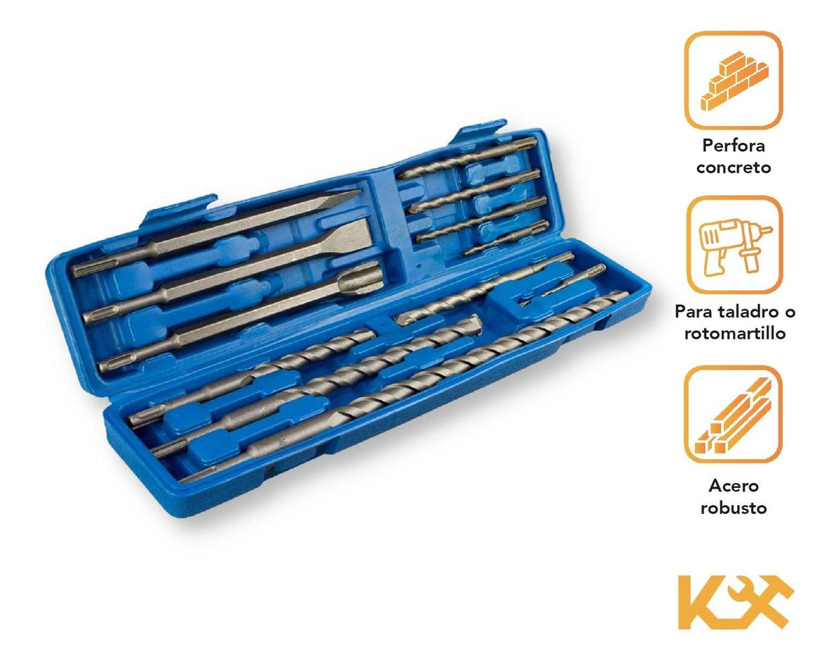 Foto 2 | Juego De 12 Brocas Y Cinceles Concreto Sds Plus En Portafoli