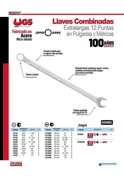 Foto 3 pulgar | Juego De 11 Llaves Extralargas En Pulgadas Urrea 1200al