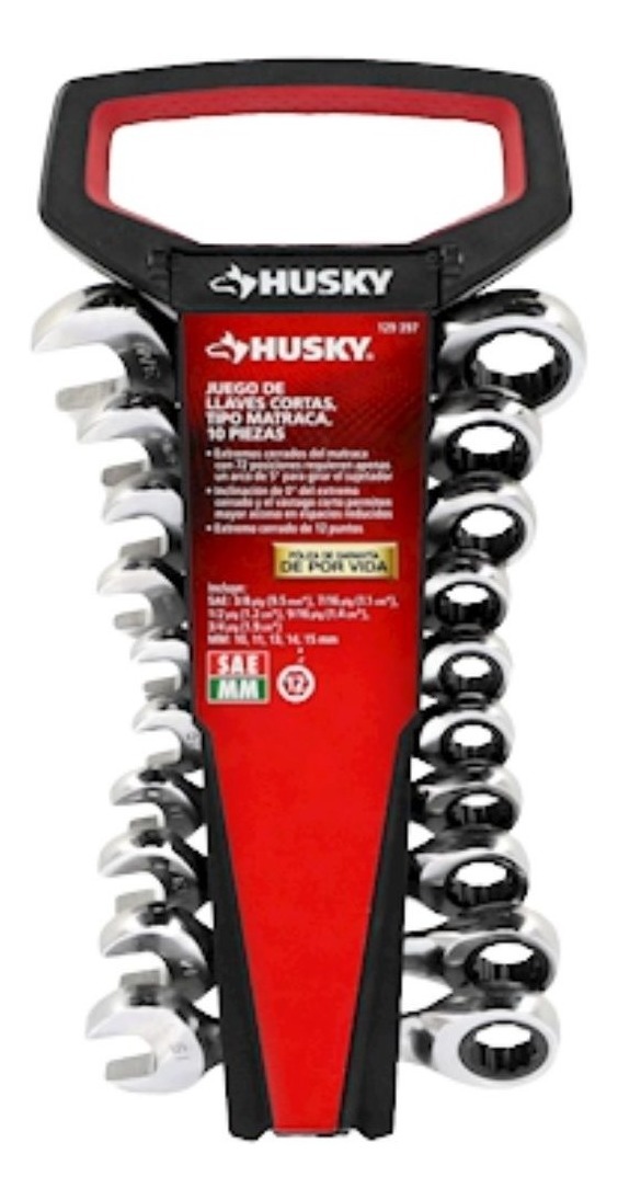 Juego De Llaves Cortas Tipo Matraca Acero Husky 10 Piezas