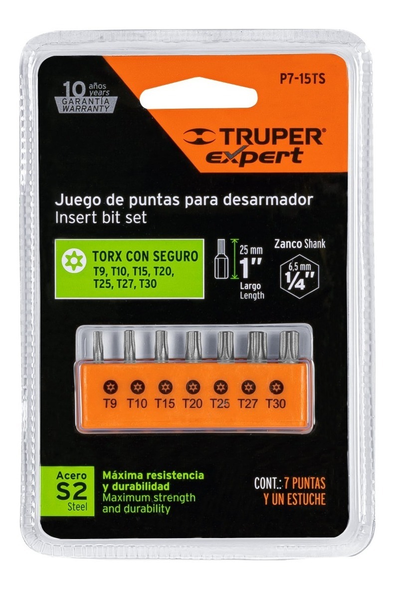 Foto 3 pulgar | Juego De 7 Puntas Torx Con Seguro Truper 17797