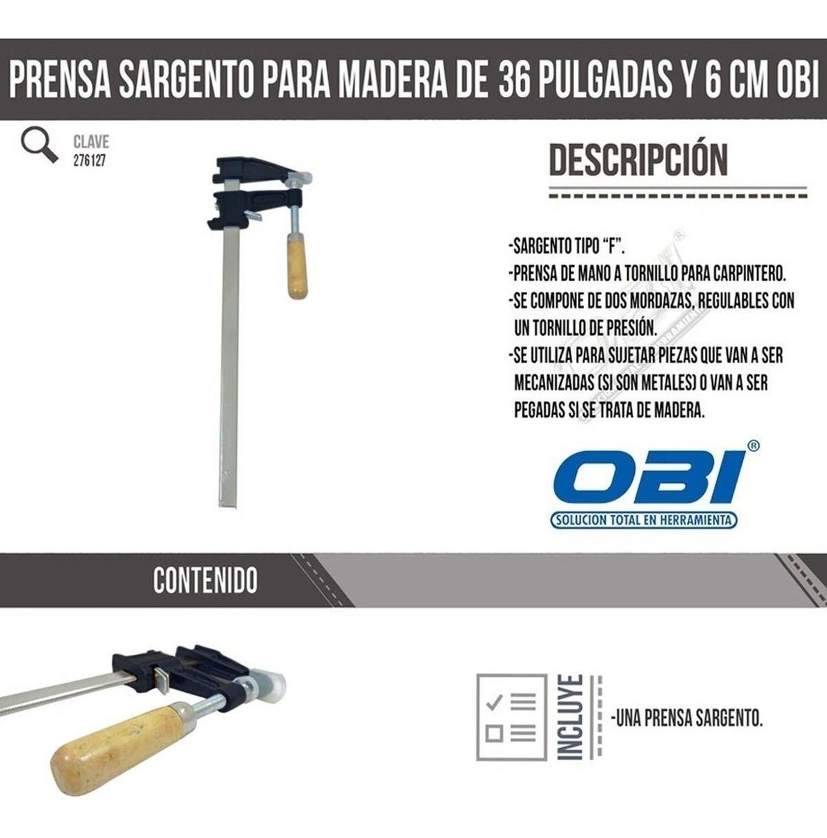 Foto 3 pulgar | Envio Gratis Prensas Sargento De 36 Inch Jgo 4 Piezas Obi