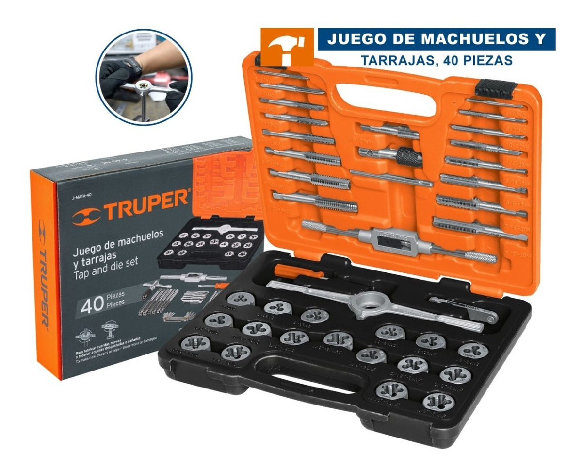 Juego De Machuelos Y Tarrajas, 40 Piezas Truper 11442