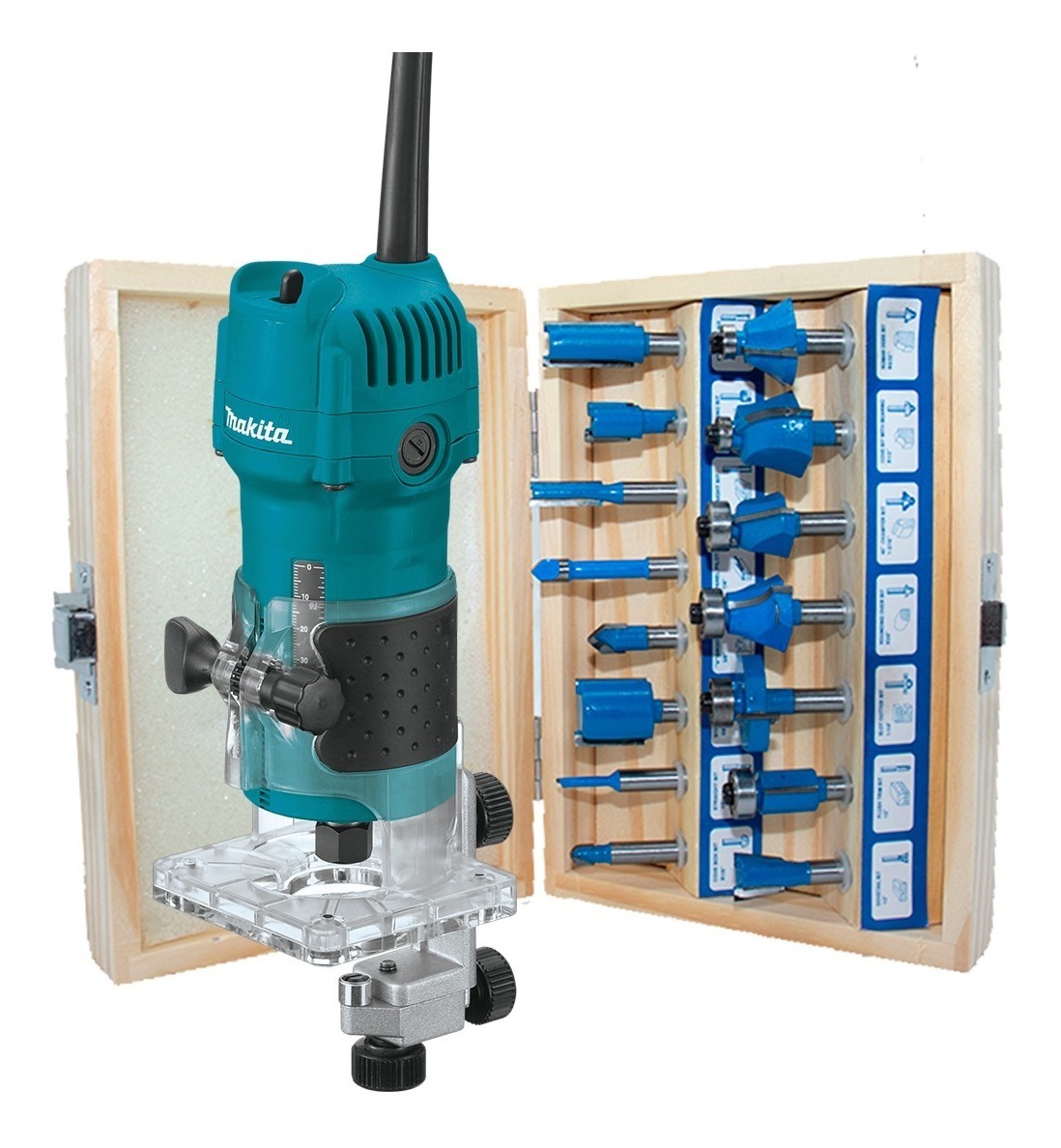 Recortador 1/4 Makita 3709 + Jgo Brocas P/router Th-br15