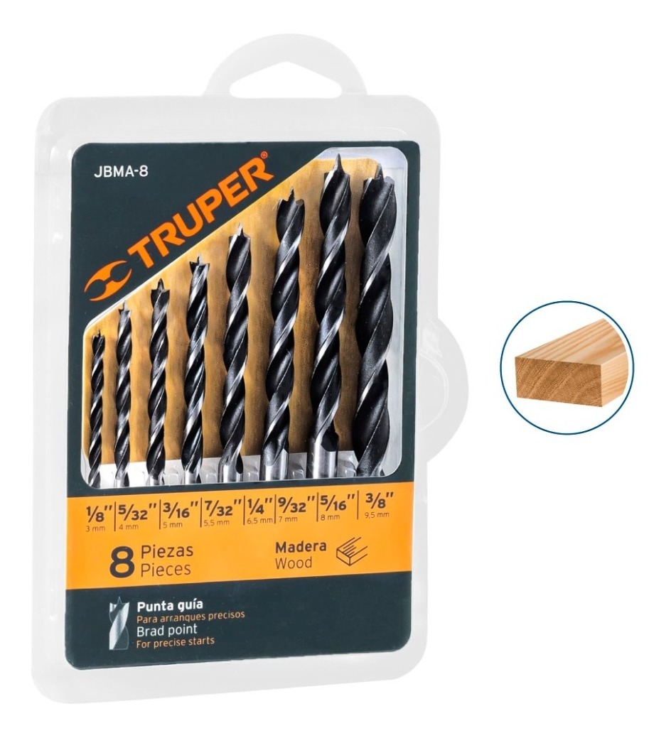 Juego De Brocas Para Madera, 8 Piezas Truper 11338