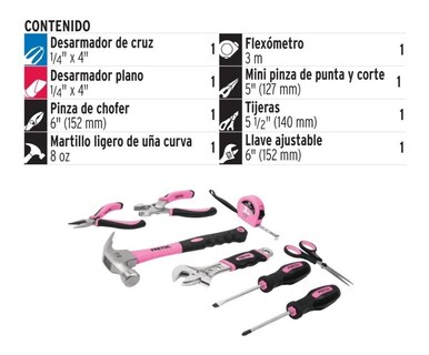 Foto 2 | Juego De Herramientas color Rosa 8 Piezas Pretul 21251 Modelo B079YD536X