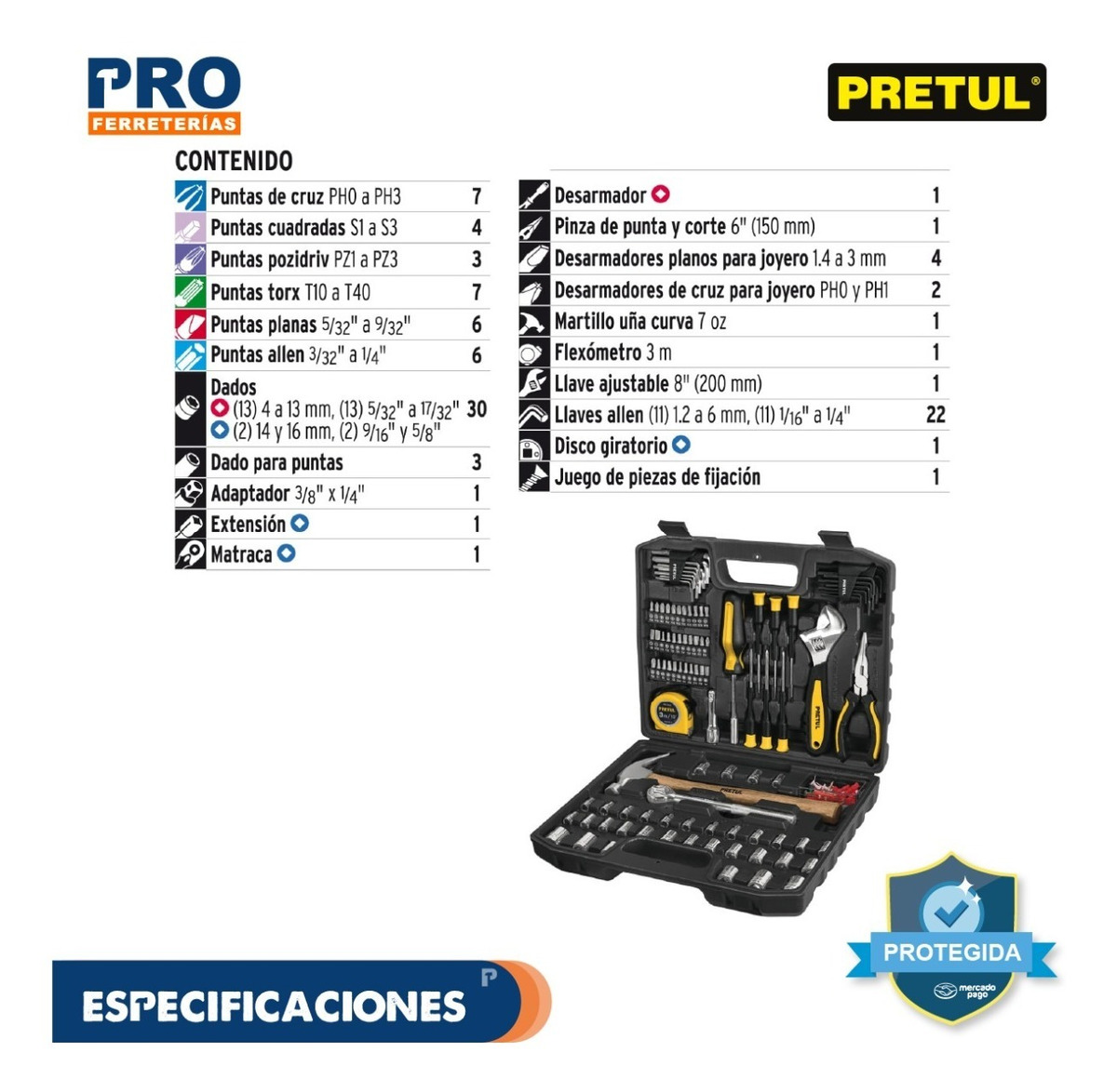 Foto 3 pulgar | Caja de Herramientas Pretul 104 Piezas