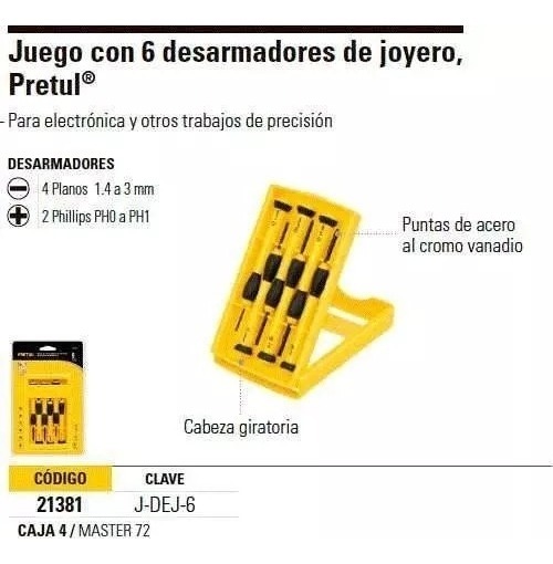 Foto 3 pulgar | Desarmadores de Precisión 6 Piezas Pretul 21381