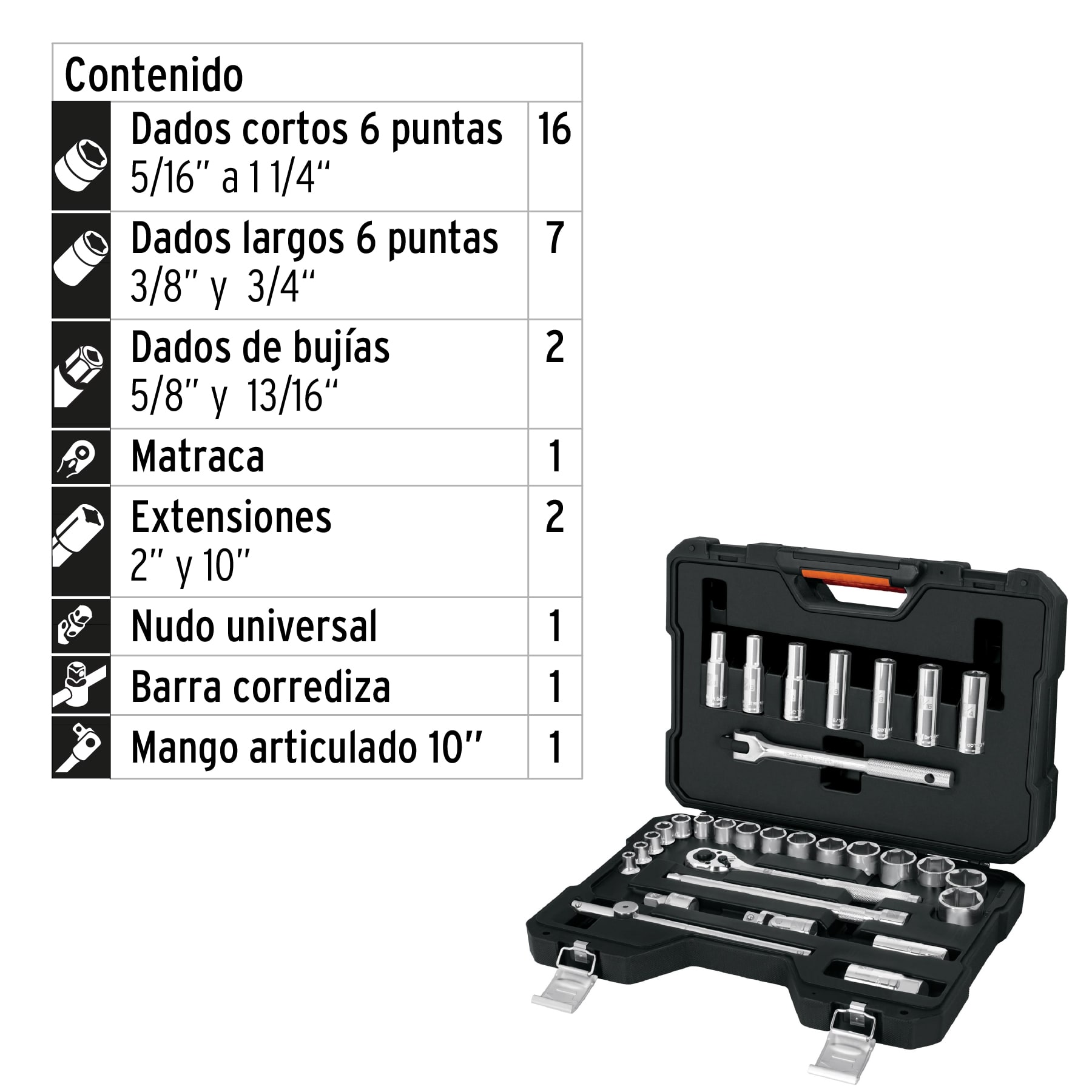 Foto 3 | Juego de Herramientas Truper JD-1/2X31P color Negro 31 PZAS