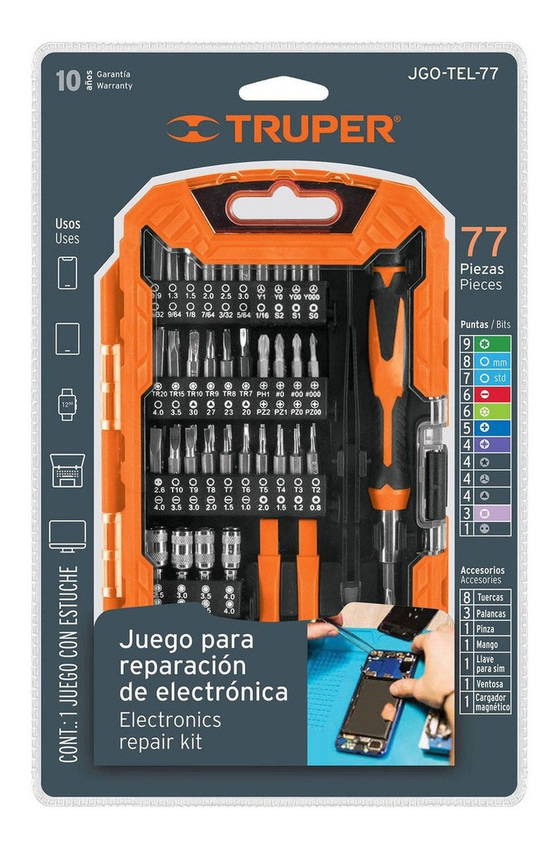 Foto 3 pulgar | Caja de Herramientas para Reparación de Celulares Truper 77 Piezas