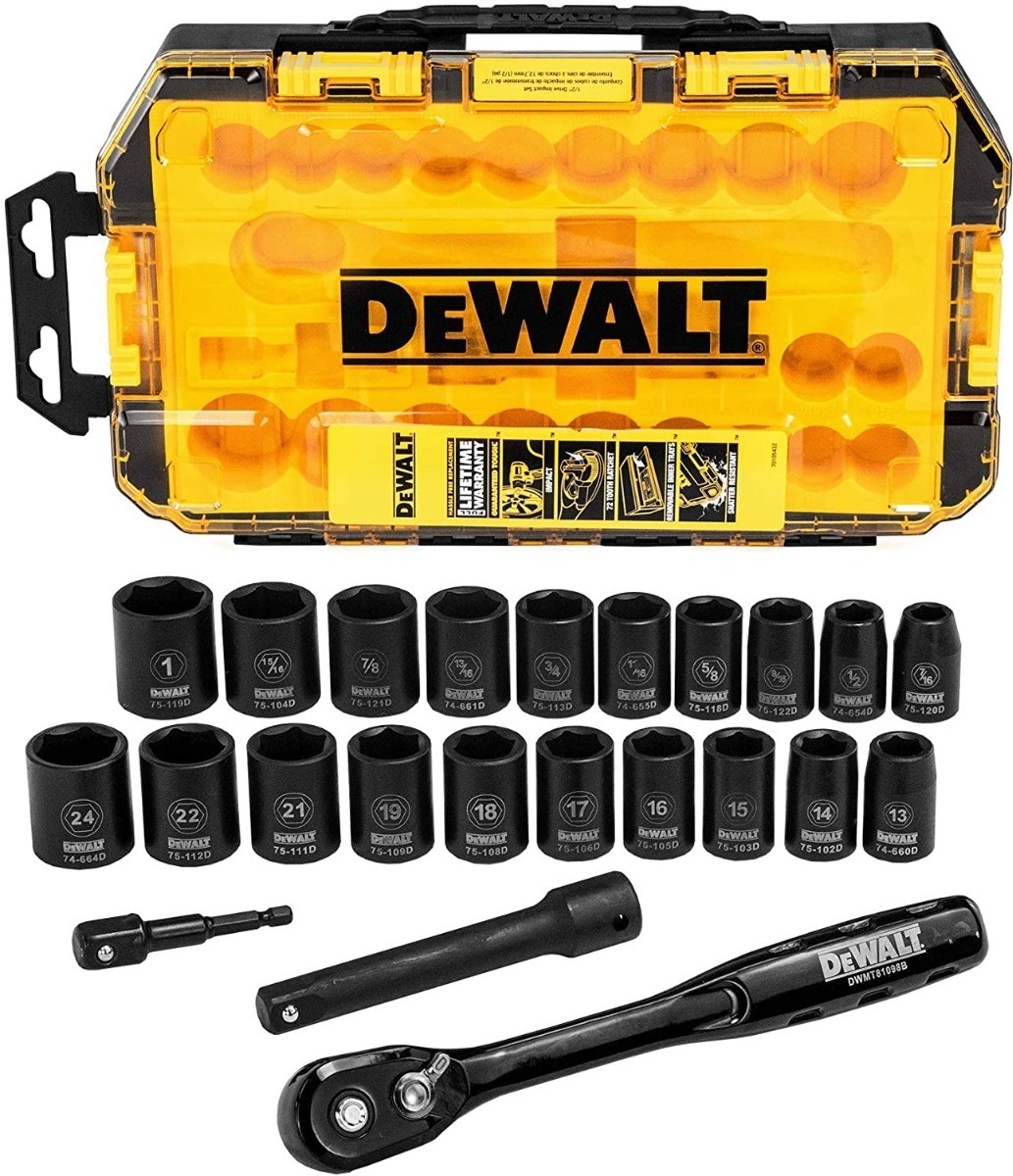 Foto 2 pulgar | Juego Dados DeWalt De Impacto + Matraca 1/2 + Estuche 23pzs