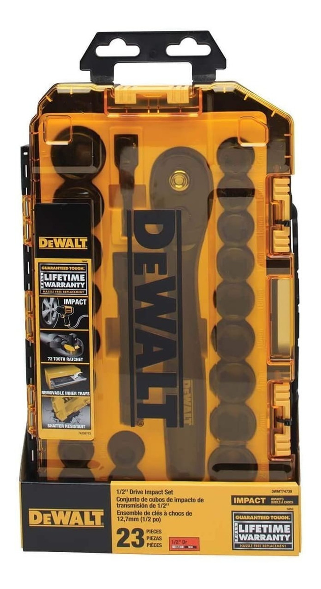 Foto 3 pulgar | Juego Dados DeWalt De Impacto + Matraca 1/2 + Estuche 23pzs