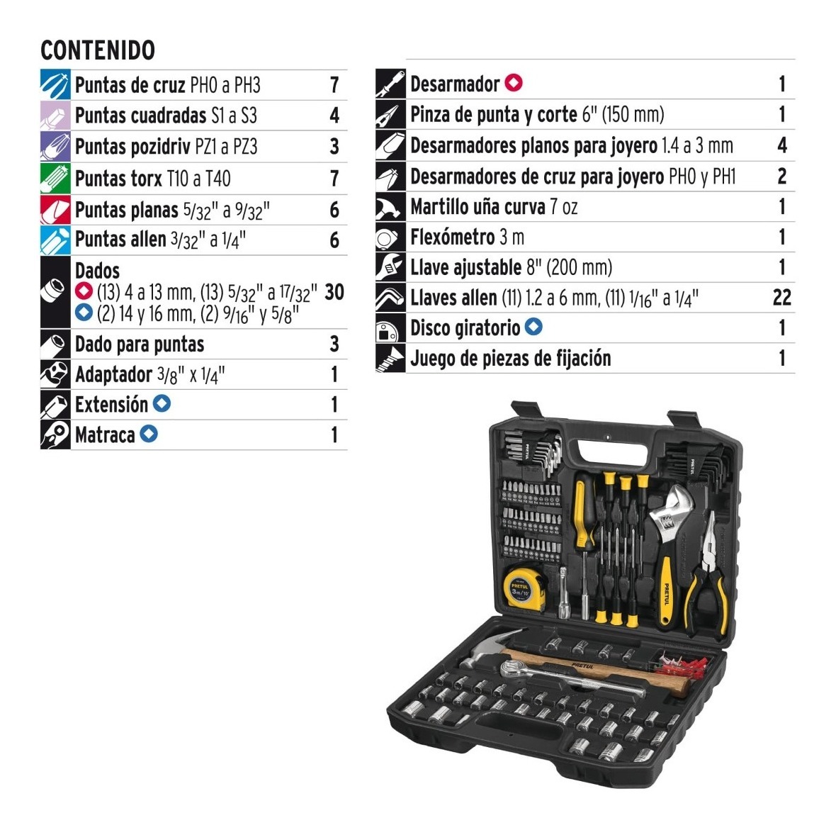 Foto 3 pulgar | Caja de Herramientas Pretul 104 Piezas