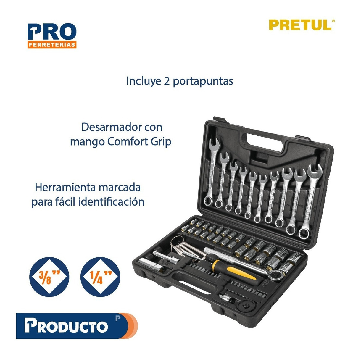 Foto 3 pulgar | Herramientas para Mecánica Pretul 22981 Negro 70 Piezas