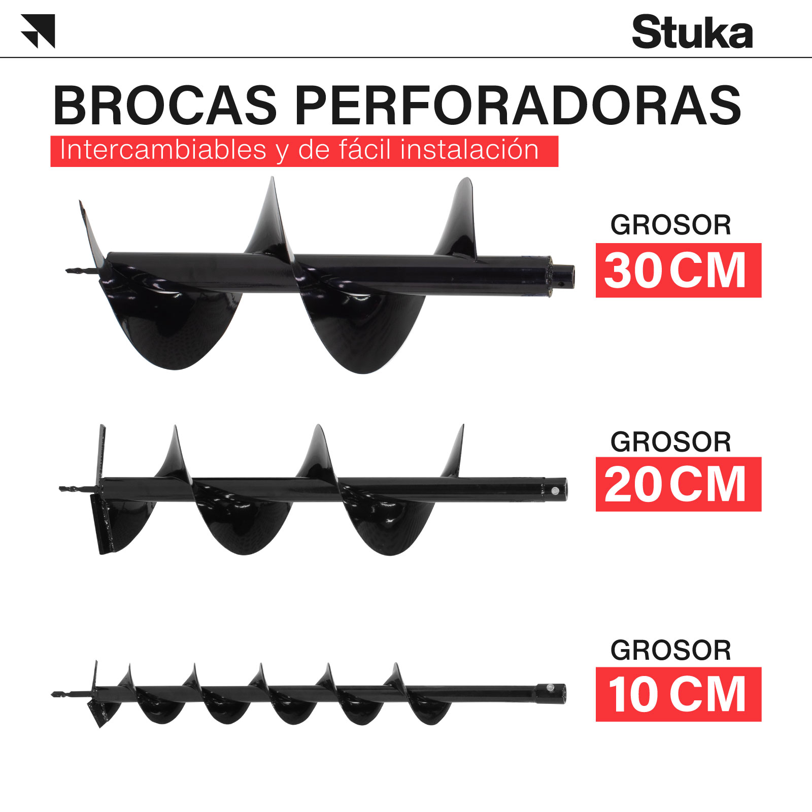 Foto 4 pulgar | Hoyadora de Gasolina Stuka STHM1506 color Rojo y Negro Mototaladro 3 HP C/ 3 Brocas