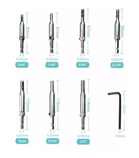 Foto 5 | Brocas de Bisagra + Llave Hexagonal Belug color Plata 8 Piezas