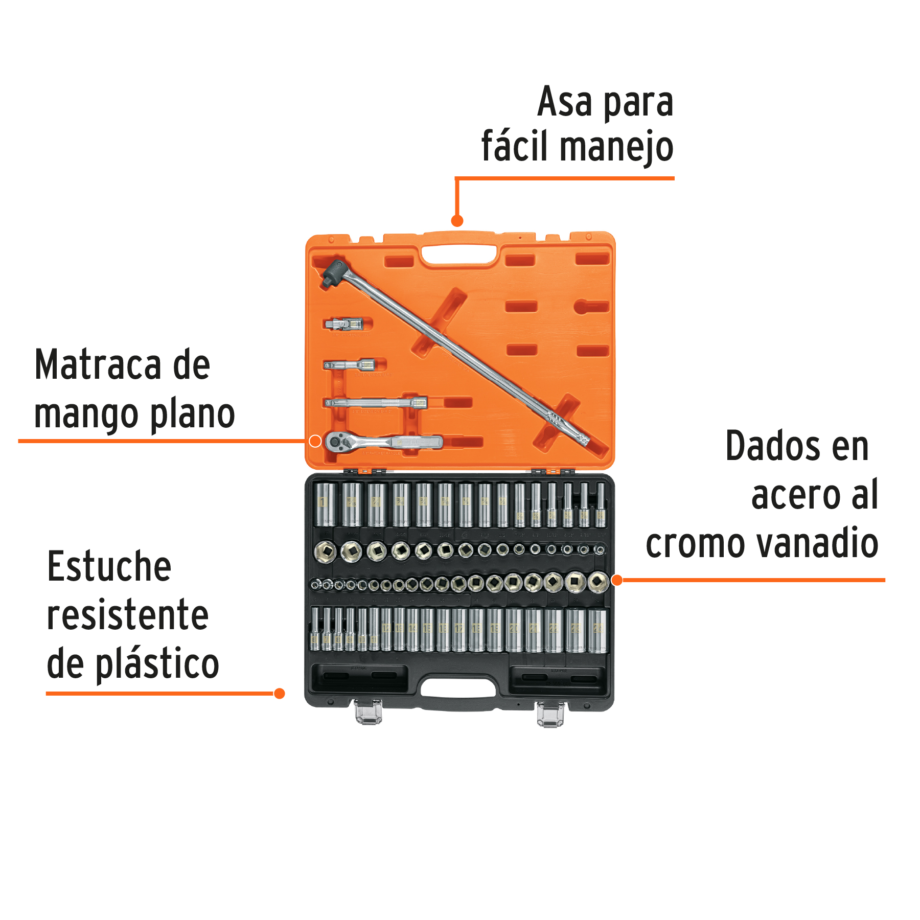 Foto 2 | Juego de Herramientas Truper JD-3/8X73MP Cuadro 3/8'' Std y mm 73 Piezas