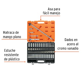 Foto 2 | Juego de Herramientas Truper JD-3/8X73MP Cuadro 3/8'' Std y mm 73 Piezas