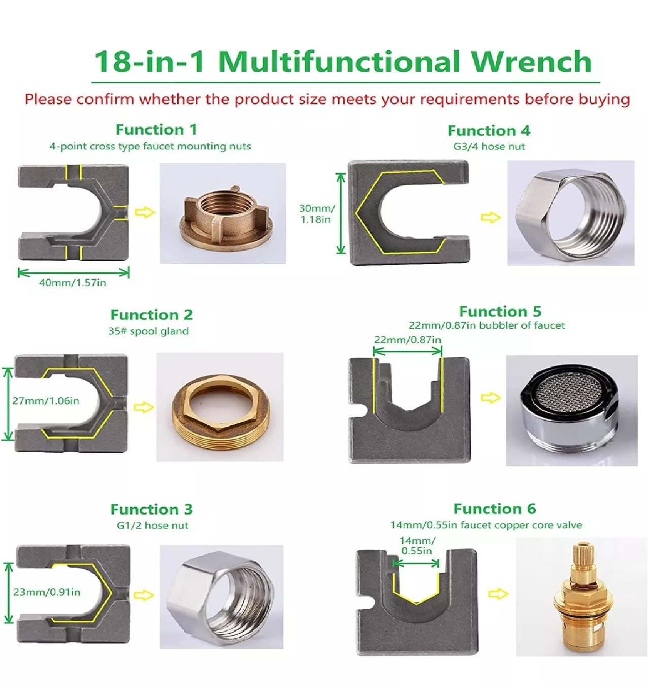 Foto 4 pulgar | Llave Multifunciones para Reparación de Fregadero Belug 18 en 1 color Rojo