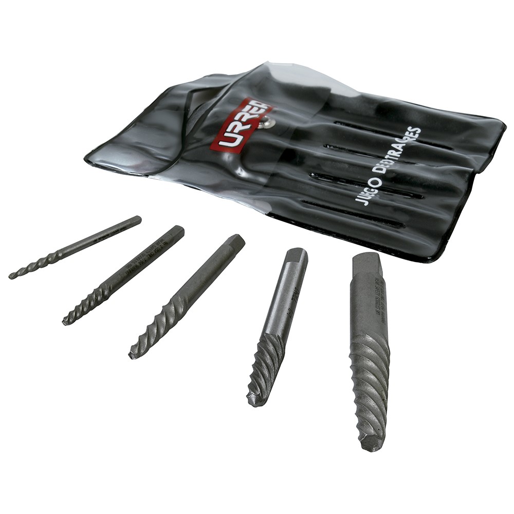 Juego Extractor de Tornillos Urrea 9500B Negro Cola Cochino 5 Piezas