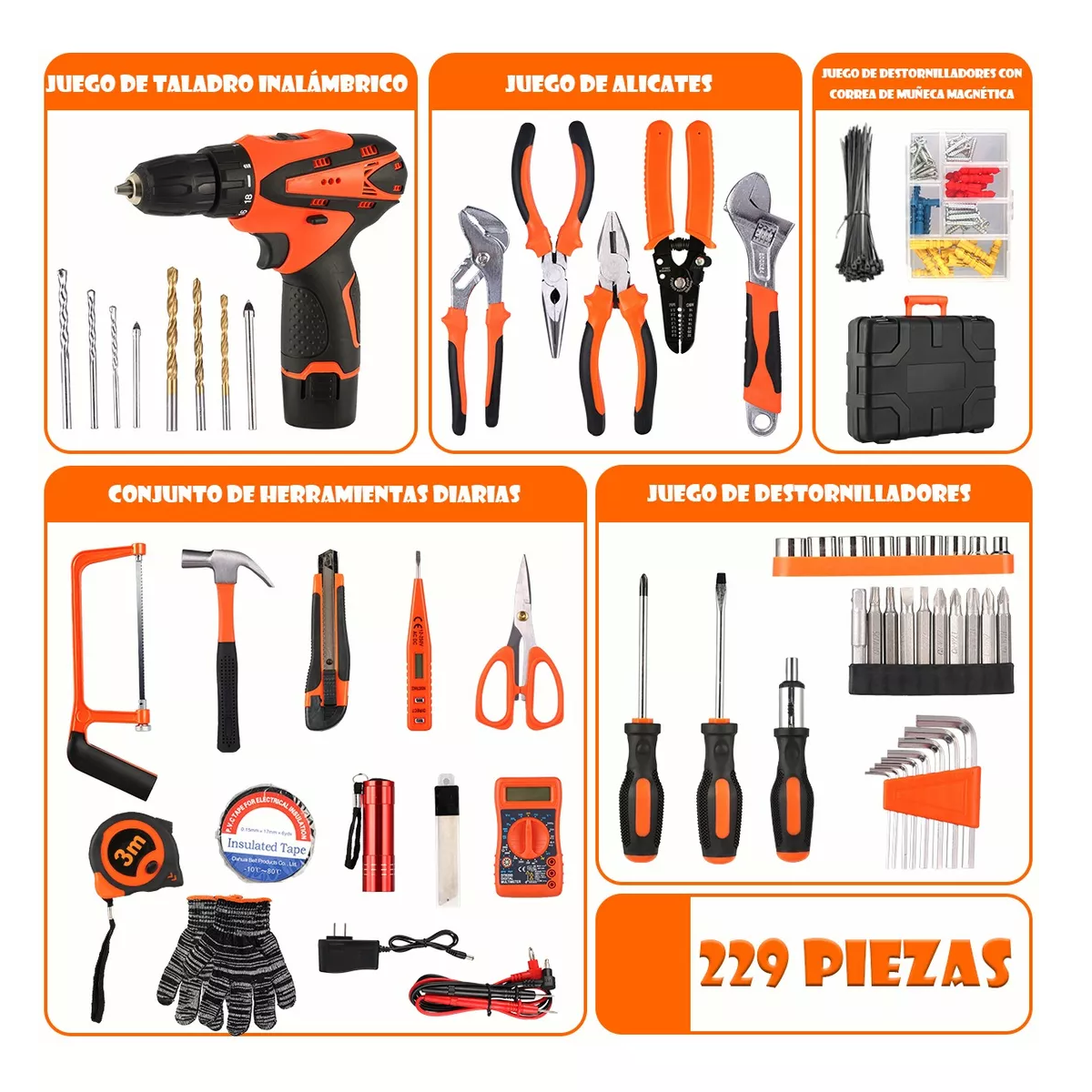 Foto 4 pulgar | Kit De Herramientas Con Inalambricos Taladro Eléctrico 229pcs Eo Safe Imports Esi-9243 Multicolor
