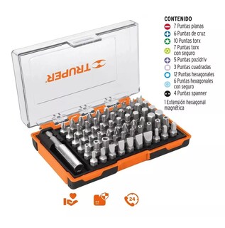 Foto 2 | Juego de Puntas Mixtas Truper 61 Piezas con Estuche Plateado