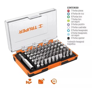 Foto 2 | Juego de Puntas Mixtas Truper con Estuche color Plata y Naranja 61 Piezas
