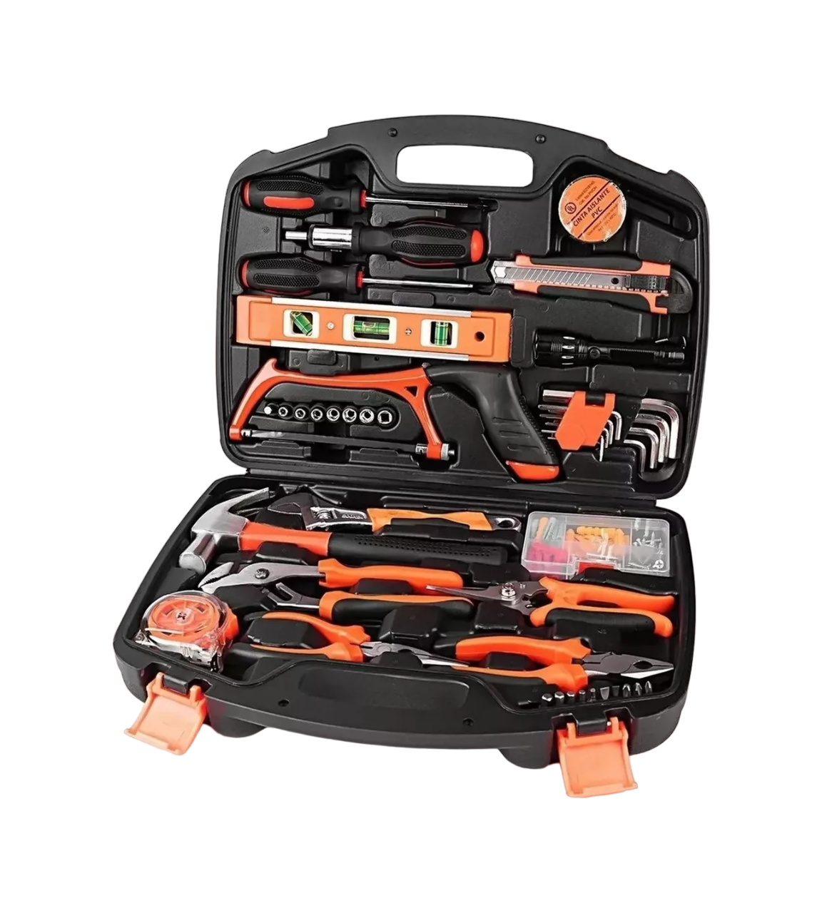 Juego Herramientas Set Mecánicas Reparación Doméstica 106 Pcs Negro con Naranja