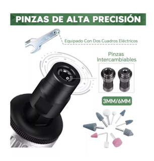 Foto 4 | Juego de Mototool Minitaladro Neumático Bowoshen Neumática Plata + Accesorios