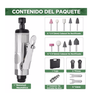 Foto 5 | Juego de Mototool Minitaladro Neumático Bowoshen Neumática Plata + Accesorios