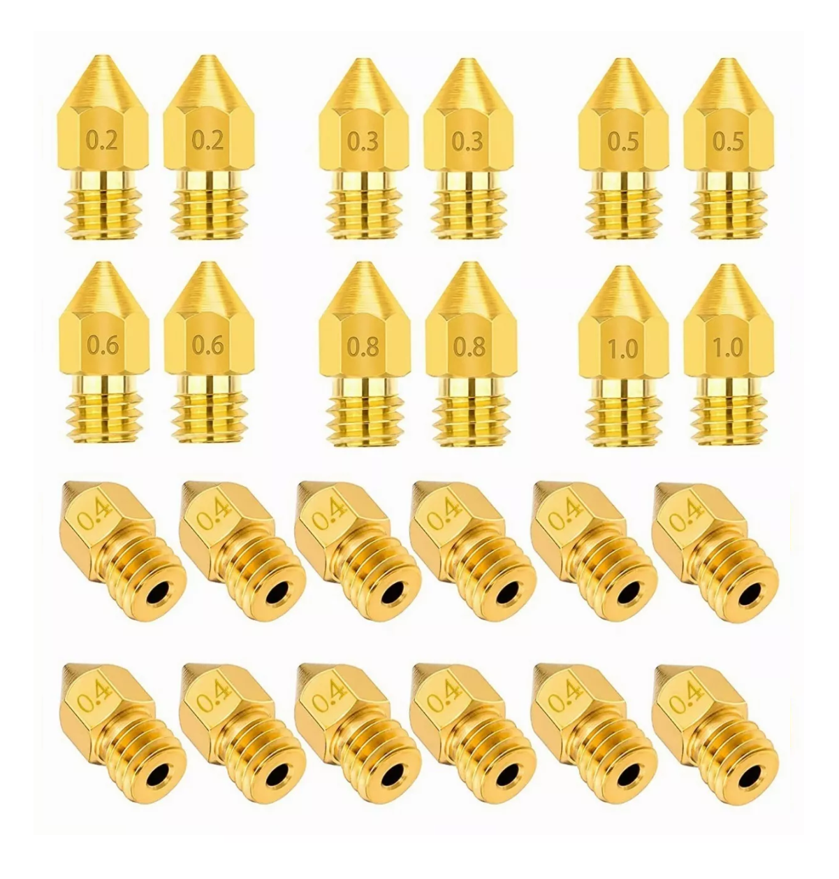 Foto 3 pulgar | Kit De 24 Boquillas Nozzle Impresora 3d Mk8 0,2-1 Etc. (24 U Dorado