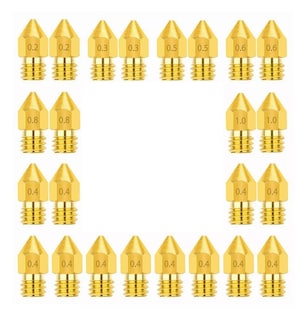 Foto 1 | Kit De 24 Boquillas Nozzle Impresora 3d Mk8 0,2-1 Etc. (24 U Dorado
