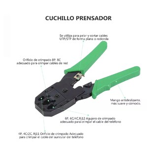 Foto 2 | Kit De Herramientas Cableado Redes Basico Rj11 Rj45 12 Pz Verde