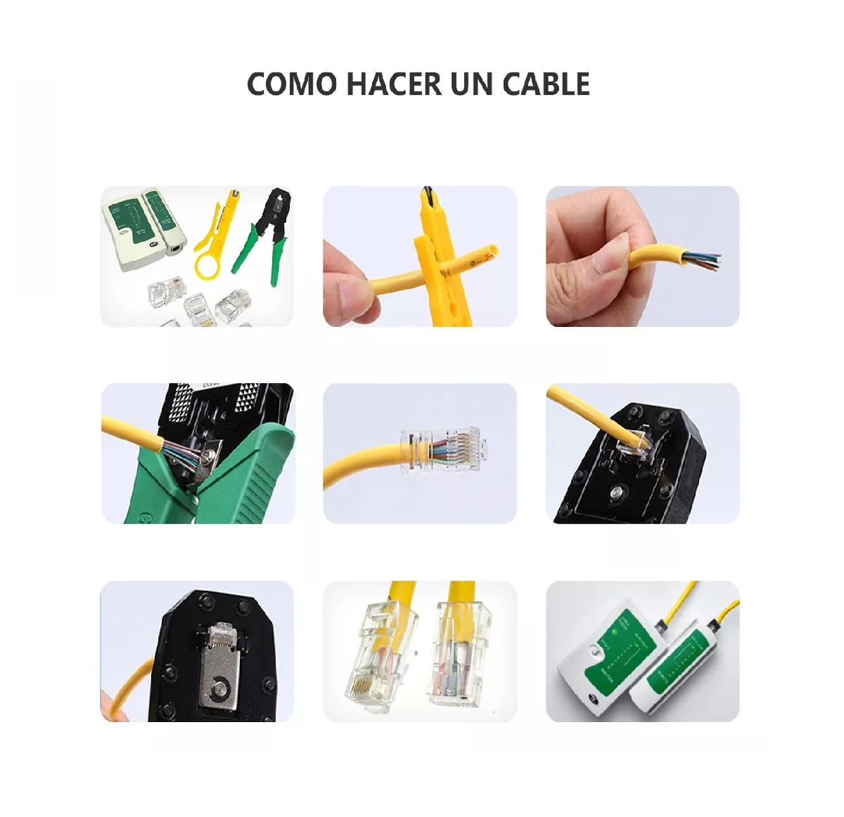 Foto 4 pulgar | Kit De Herramientas Cableado Redes Basico Rj11 Rj45 12 Pz Verde