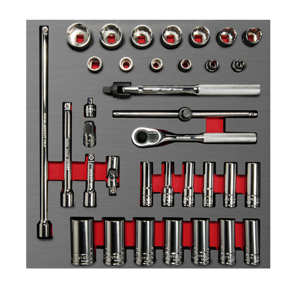 Juego De Dados Cortos, Largos Y Accesorios Cuadro De 3/8'' En Pulgadas, 35 Piezas Urrea