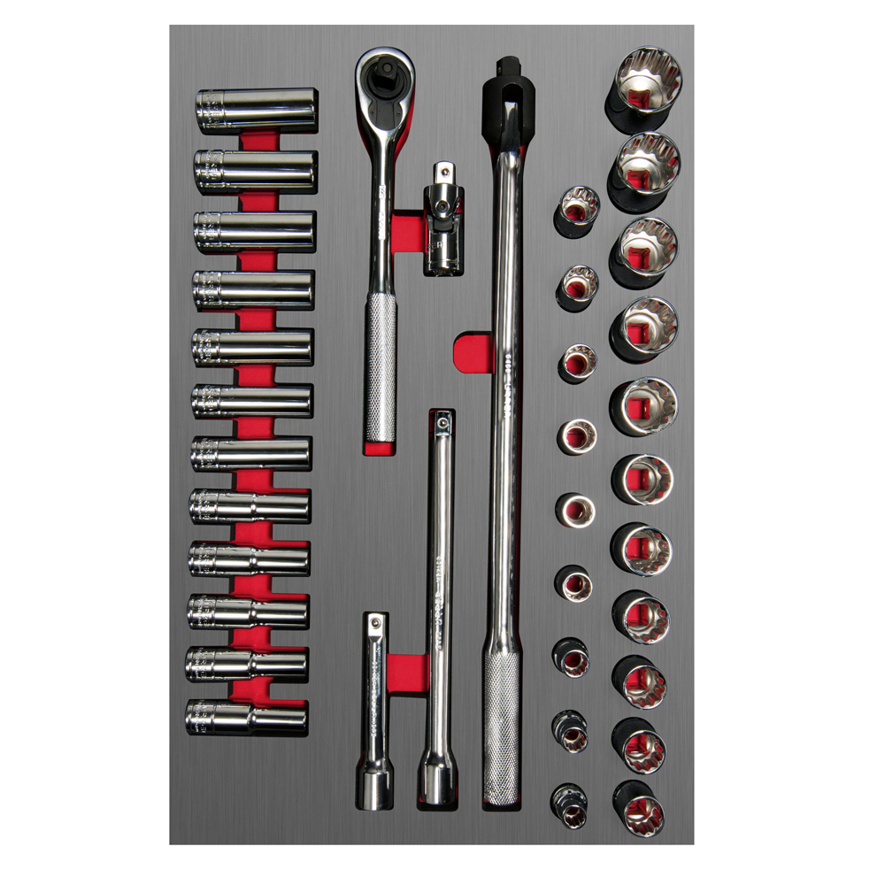 Juego De Dados Cortos Y Largos Y Accesorios De 1/2'' Métricos, 37 Piezas Urrea
