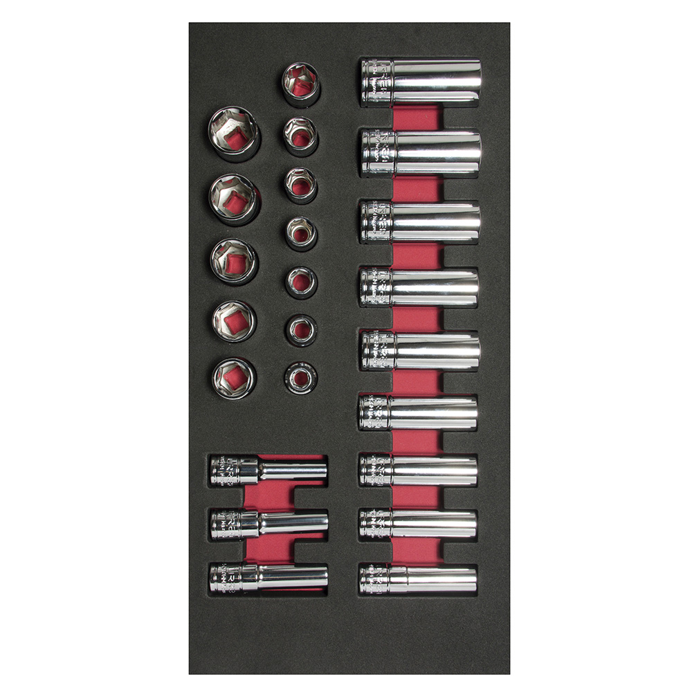 Juego De Dados Cortos Y Largos Cuadro De 3/8'' Métricos, 24 Piezas Urrea